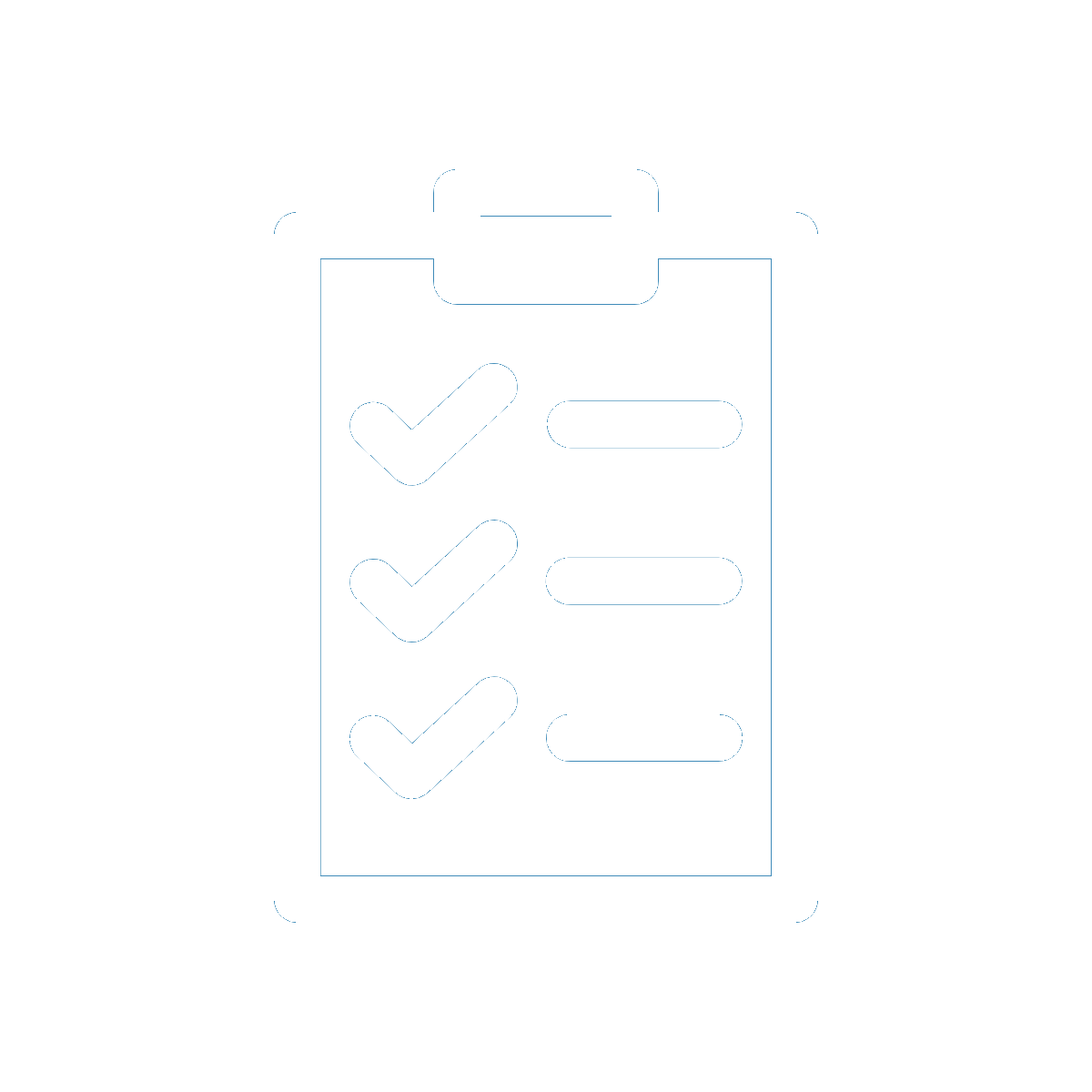 Icon of a clipboard with a note of itemized checkmarks.